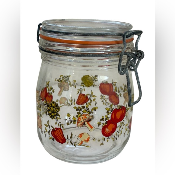 Vintage Other - VINTAGE GLASS CANISTER STORAGE JAR ARC FRANCE SPICE OF LIFE DESIGN